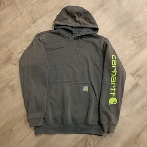Carhartt Loose Fit Midweight Men's Medium Sleeve Logo Graphic Hoodie Grey Green